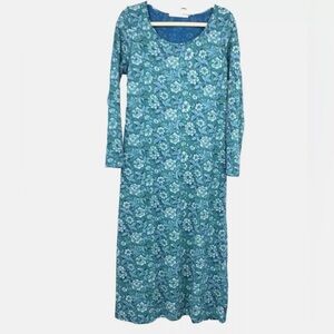 Peruvian Connection Women Size Medium Dress Long Blue Floral Floriana Medium